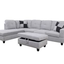 Fabric sectional Couch with ottoman 