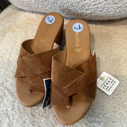 New Italian Leather Wedges Shoes Size 7.5 