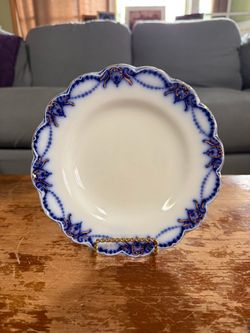 Antique Johnson Bros Sterling Flow Blue Plate – Blue & Silver