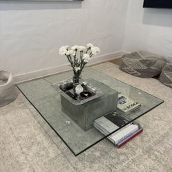 Glass + Cement Coffee Table 