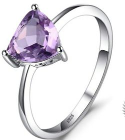 Trillion 1.1ct Natural Amethyst Solitaire Ring in 925 SS