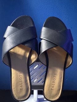 Talbots Women’s Black Crisscross Slide Sandals – Classic Slip-On Flats