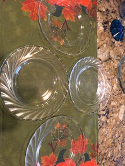 4 crystal lunch plates.