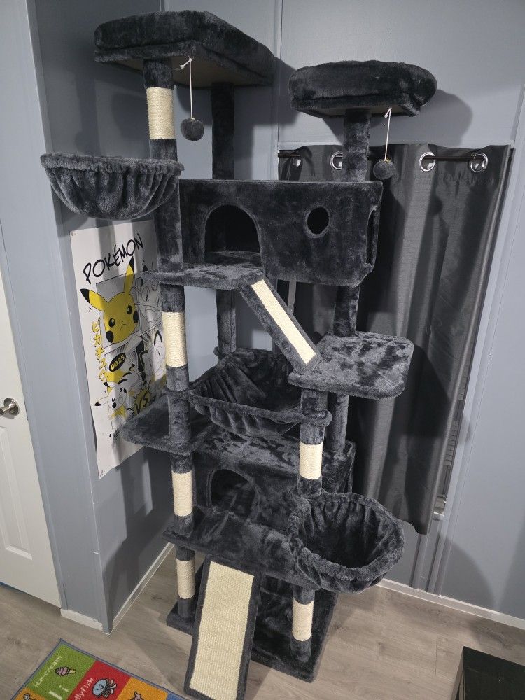 Allewie 81 Inches Tall Cat Tree/Multi-Level Large Climbing Tree House and Towers for Big Feline
