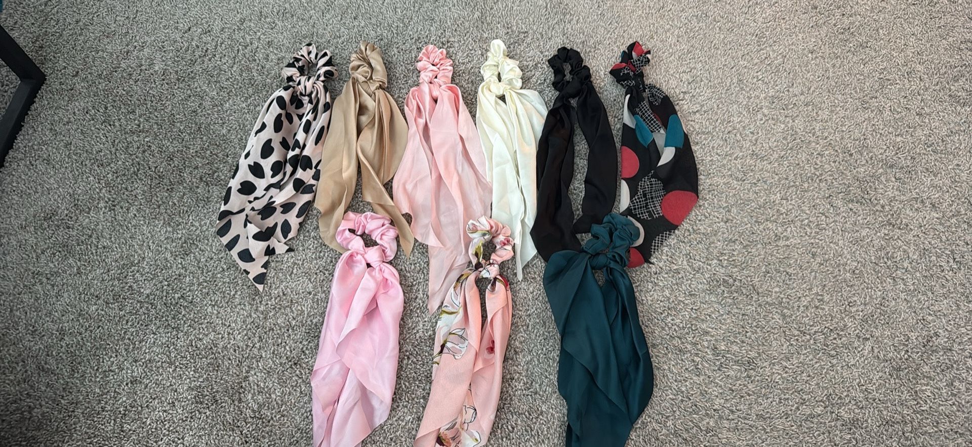 Set of 9 brand-new ribbon hair scrunchies