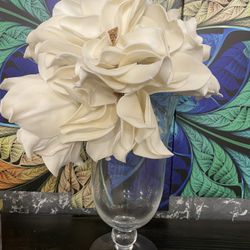 Decorative Glass Vase + Optional Faux Flowers (FREE)