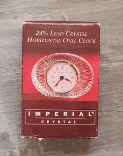 NWT Vintage Imperial Crystal Horizontal Oval Clock