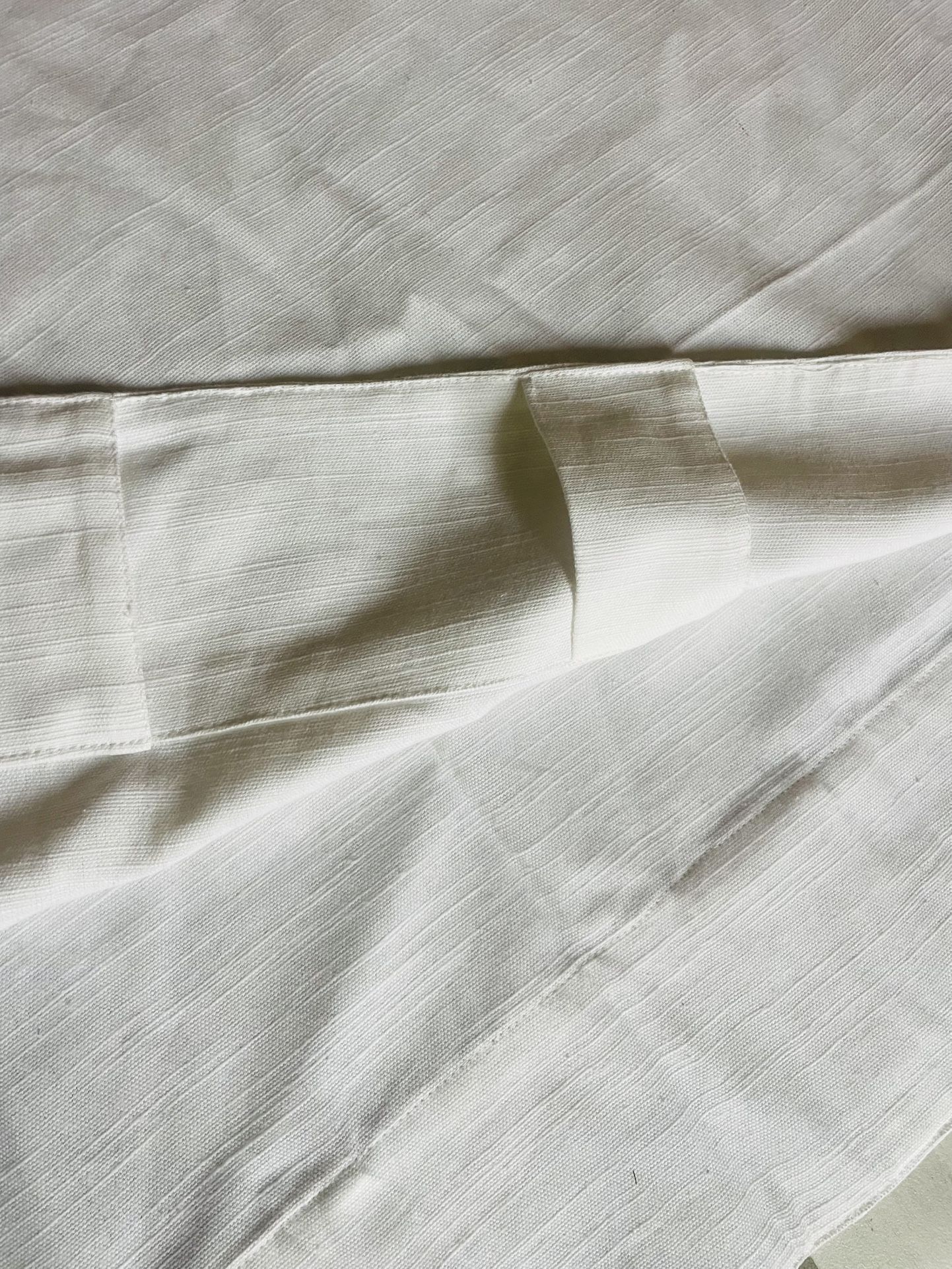 2 New White Linen Curtains 64 Inches By 46 Inches, 4 Inch Wide Curtain Rod Holders
