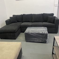 Brand New Dark Grey Sectionals With Free Ottoman
