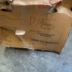 B0010/bTA1515-B/N   WOODBRIDGE 67" Acrylic Freestanding Bathtub Contemporary Soaking Tub with Brushed Nickel Overflow and Drain,White Tub