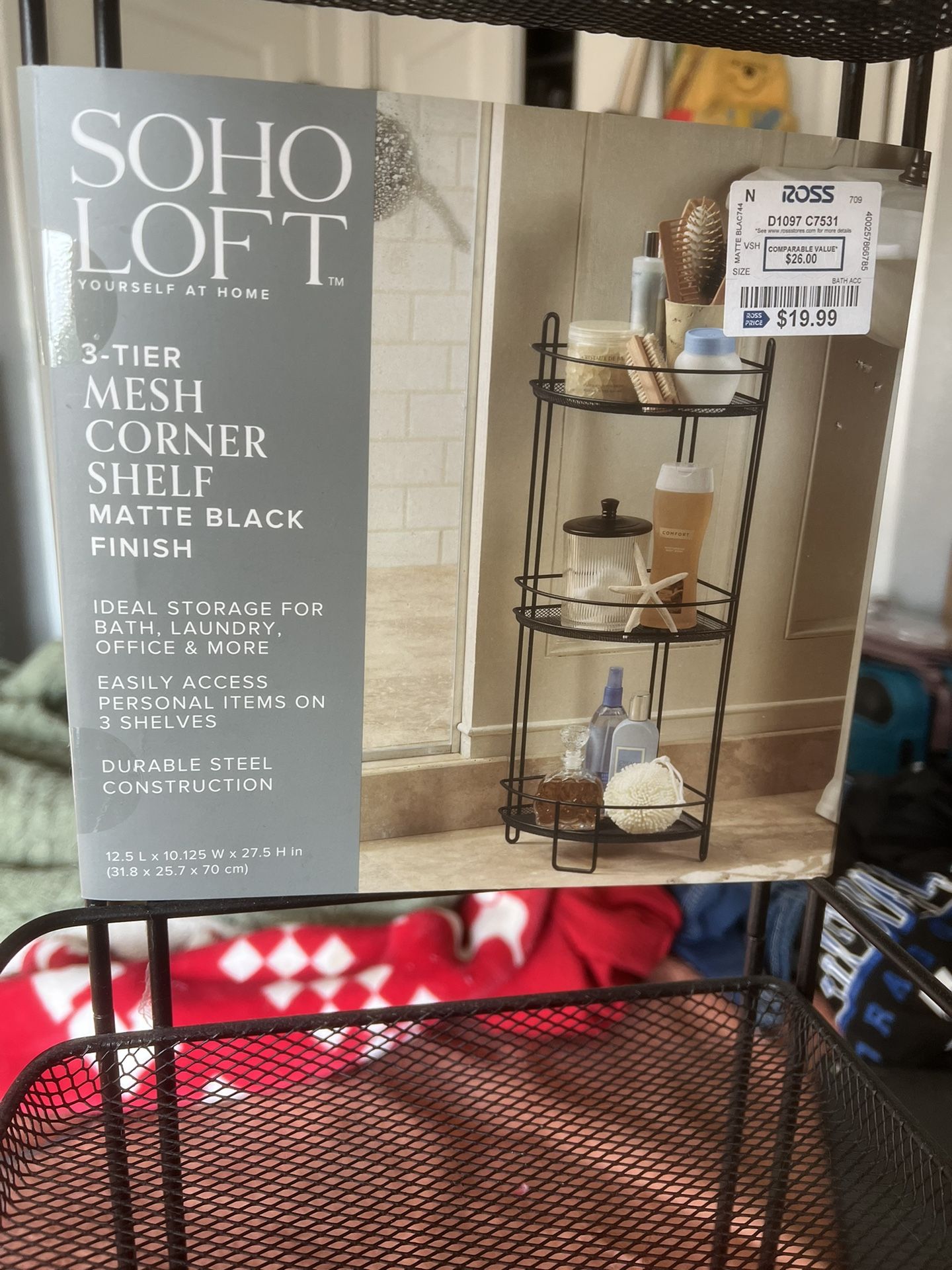 3-Tier mesh corner shelf