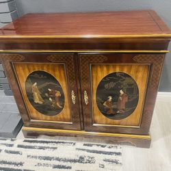Painted Chinoiserie Two Doors Server Cabinet by Drexel