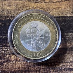 2004 México 🇲🇽 “Tabasco” 100 Pesos Silver Coin