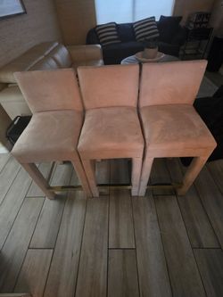 Set of 3 Contemporary Upholstered Counter Stools
