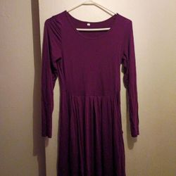 Long Sleeve Purple Dress  It Has Pockets 