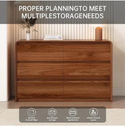 New 47” Wooden 6 Drawers Dresser Wardrobe Closet (Assmembly Require)