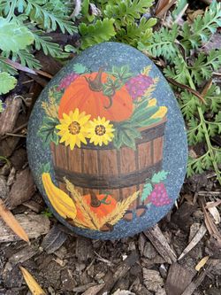 Hand Painted Fall Themed Pumpkin Barrel 