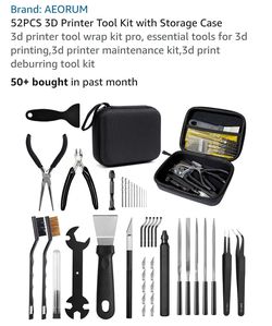 52PCS 3D Printer Tool Kit with Storage Case.