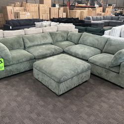 Large Green Cloud Comfy Sectional 