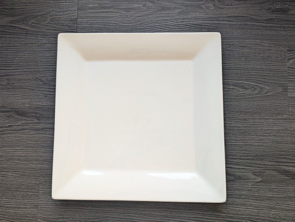 Crate & Barrel Large Square Porcelain Serving Platter - 14"
