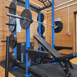 ➕️COMPLETE POWER RACK PACKAGE. RACK, ADJUSTABLE BENCH, ADVANCE OLYMPIC BARBELL, FULL SET OF BUMPER PLATES ( BRAND NEW IN THE BOX  )