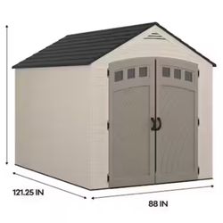 Suncast Vista 7 ft. W x 7 ft. D Plastic Resin Storage Shed with Floor (50 sq. ft.) in Colonnade (Beige)