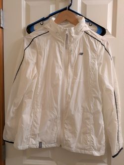 Women's new balance white rain jacket size medium