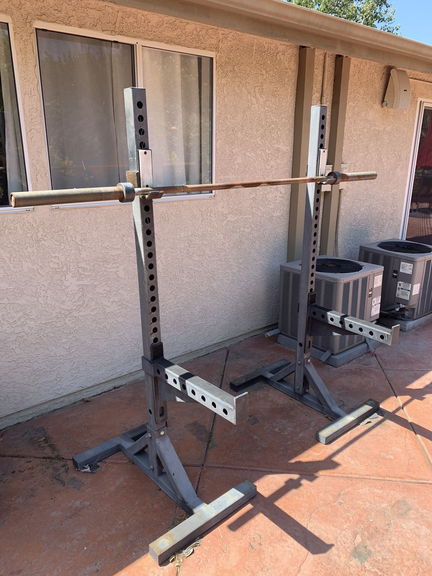 Iron Weightlifting Squat Rack and Barbell
