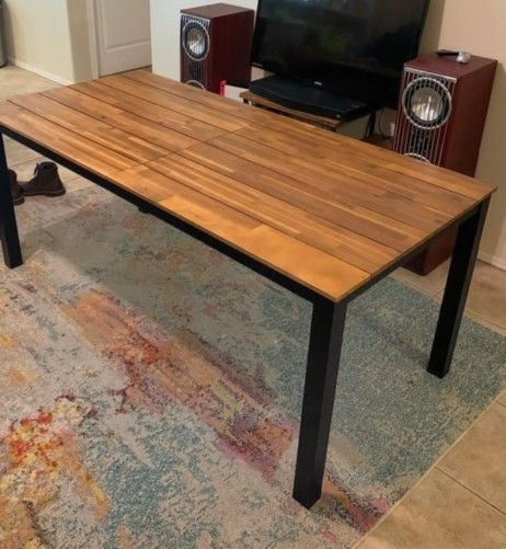 Teak Wood/Metal Leg Outdoor Dining Table by Christopher...