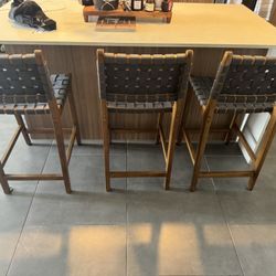 24” 3 Faux Leather Wovent Counter Stool high stool - Dark Grey