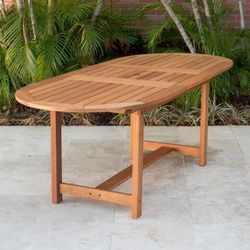*BRAND NEW* OPEN BOX 82" Oval Extendable 100% FSC Certified Solid Wood Outdoor Dining Table