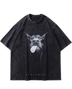 NEW!!! Laixton Men's Graphic Tees Shirt Unisex Cotton Oversized T-Shirt Short Sleeve Vintage Streetwear Casual Tee Top