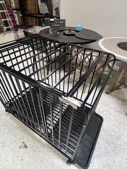 Heavy Duty Metal Dog Crate with Wheels – Large Rolling Kennel Cage with Removable Tray-43''