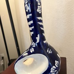 Gorgeous and Unique Blue And white floral Surahi Vase. 