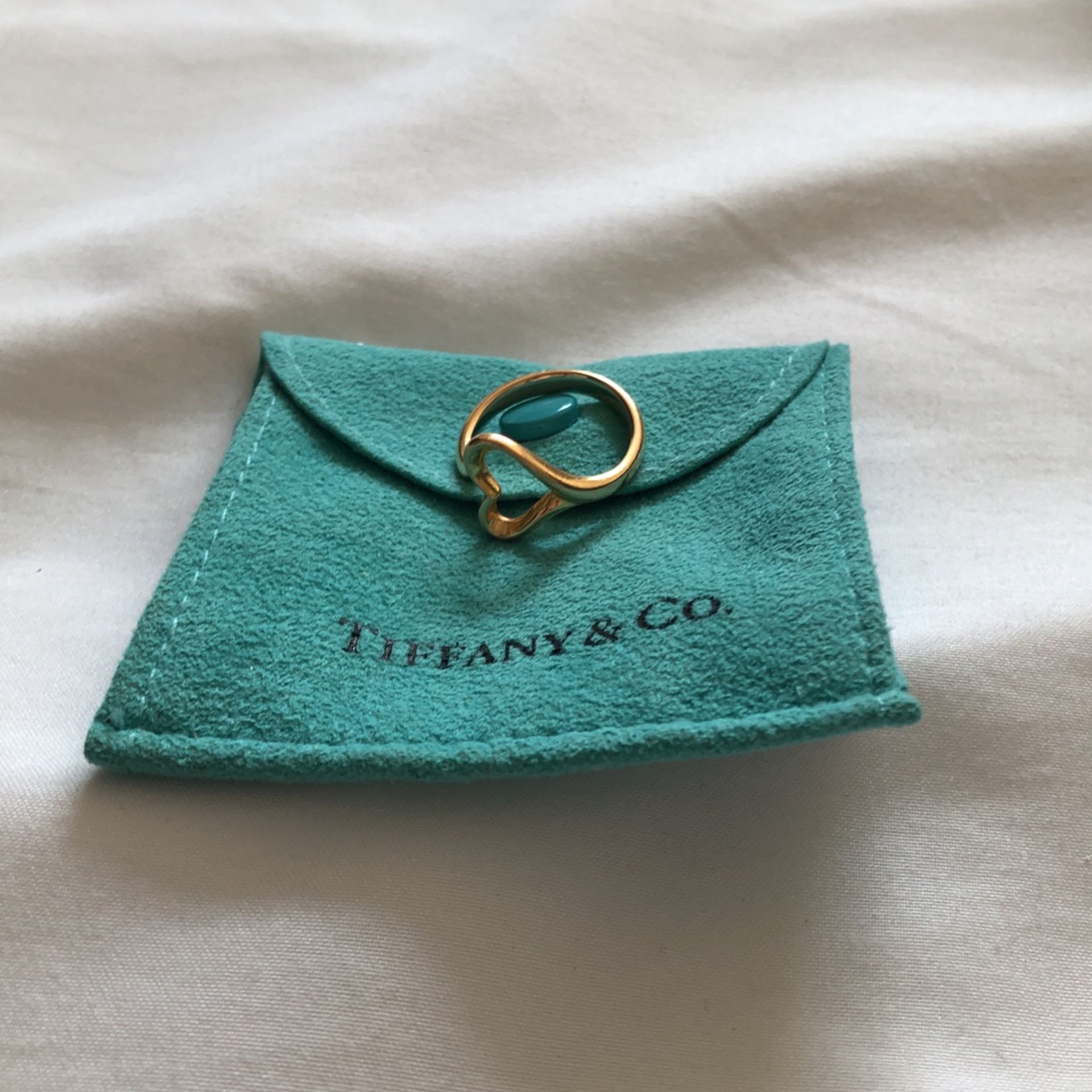 Elsa Peretti Tiffany and Co Open Heart Ring 18k Rose Gold Size 6