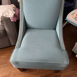 Accent Chair Light Blue Nailhead Trim 