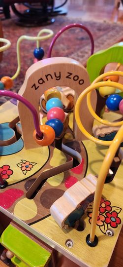zany zoo wooden activity cube