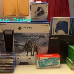 Ps5 ( God Of War : Ragnorok )  , X Box Series X Premium Forza Horizon 5 + Hot Wheels  , Nintendo Switch Lite Turquoise 