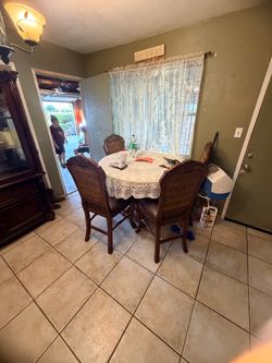 Round Wood Dining Table with 4 Chairs