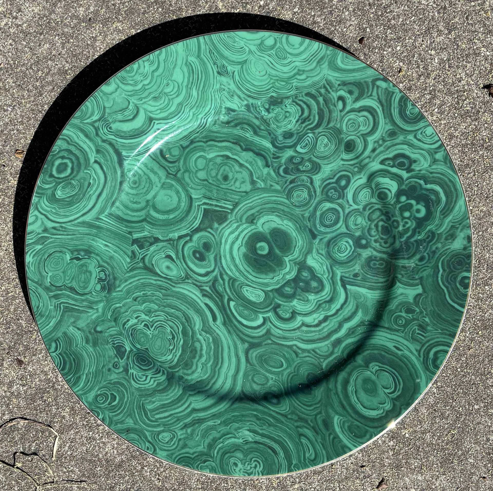 π’ Neiman Marcus Vintage Malachite Charger with Gold Trim 12.75βπ’