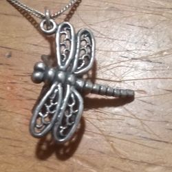 Sterling Silver Dragon Fly Necklace 