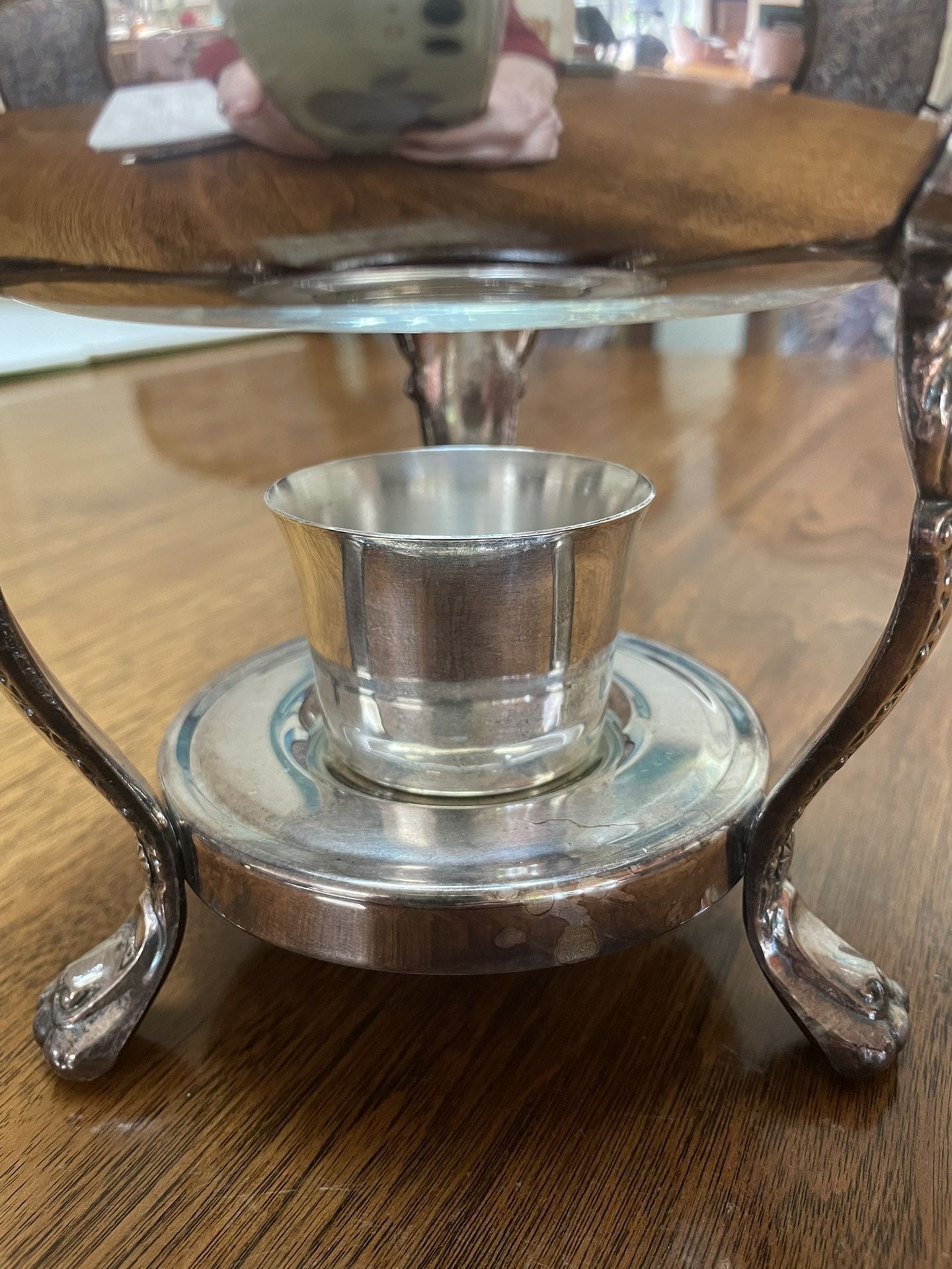 Vintage Glass Silverplate Coffee Pot Carafe With Warming Stand