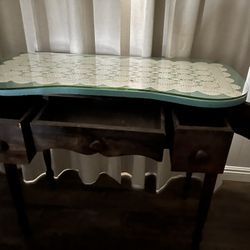 Vintage Kidney Shape Vanity 3 Drawers Side Doors