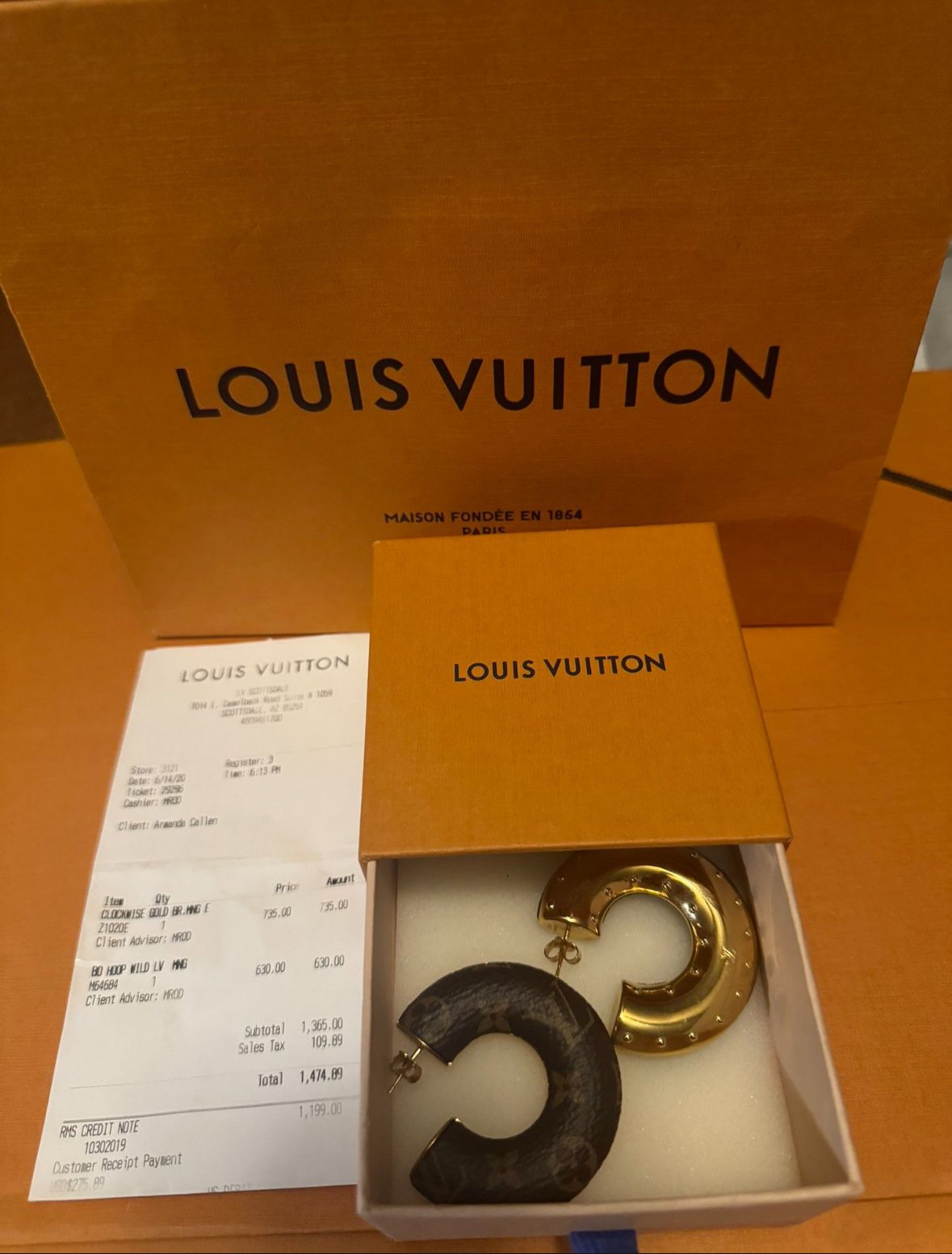 Brand New Authentic Louis Vuitton Earrings 
