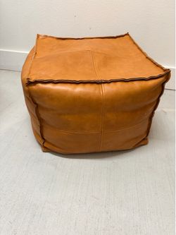 West Elm Leather Pouf Ottoman – Restoration Project / Well Loved
