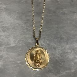 Solid 14K Gold Virgin Mary Necklace – 8.5g – Beautiful Piece