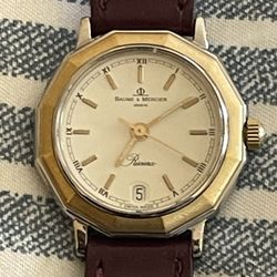 BAUME MERCIER RIVIERA SOLID STAINLESS STEEL 25MM WOMEN'S DATE WATCH