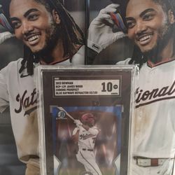 2 James Wood Bobble heads and SGC 10 Bowman Blue Raywave /150