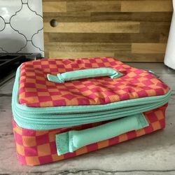 NWT Tasty Expandable Insulated Lunch Box - Pink & Orange with Mint Zipper
