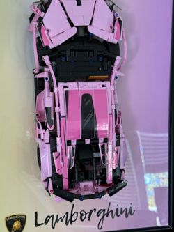 Custom Framed Pink LEGO Technic Lamborghini – Wall Art – Excellent Condition